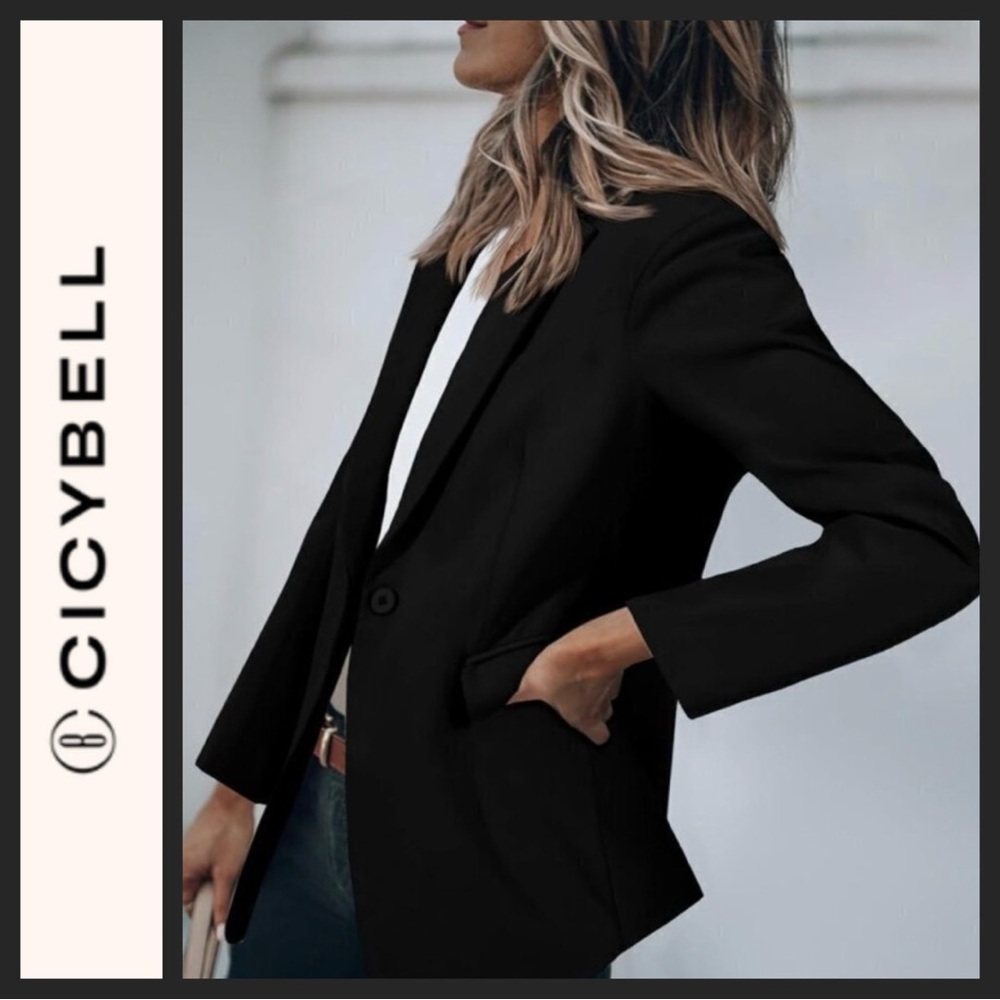 NWT Cicy Bell One Button Black Blazer